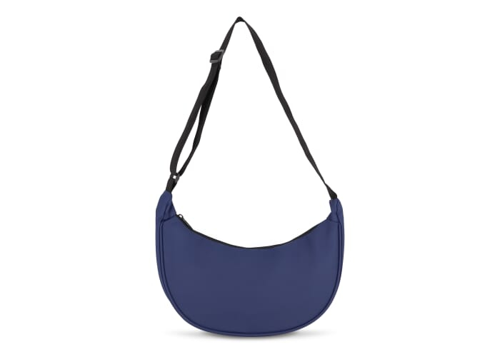 Sac bandoulière publicitaire demi-lune en rPET 600D Bleu foncé